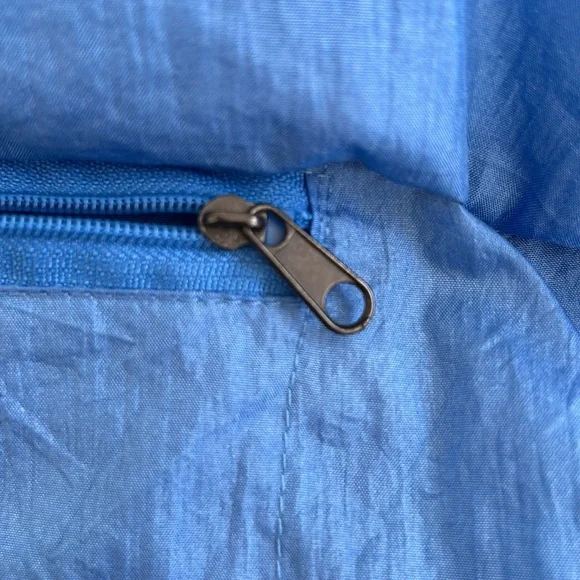 NEYELLE Women’s VintageY2K Windbreaker Blue/White Kangaroo Pocket Zipper Hood XL - Picture 8 of 14